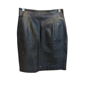 BYRNES & BAKER | Vintage Black 100% Leather Pencil Skirt | 10